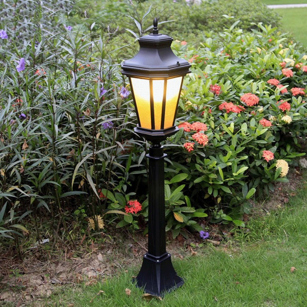 Traditionelle Glaslaterne, Straßenlaterne, Gartenlaterne, Glassäulenlampe, E27, Dekoration, Aluminiumsäule, Straßenlaterne, Rasen, Villa, Park, Lampendekoration (S)