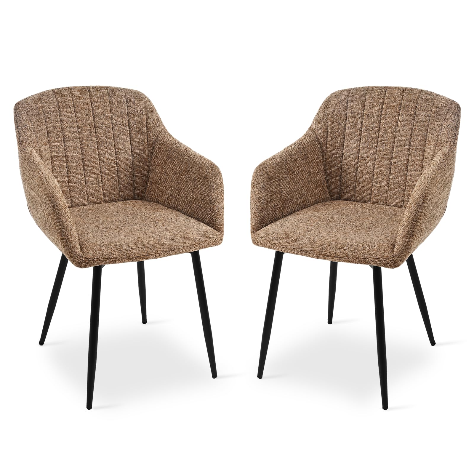 Goeurvant Dining Chairs Set of 2 Chenille Armchair for Living Room with Metal Legs Kitchen Chairs, Coffee
