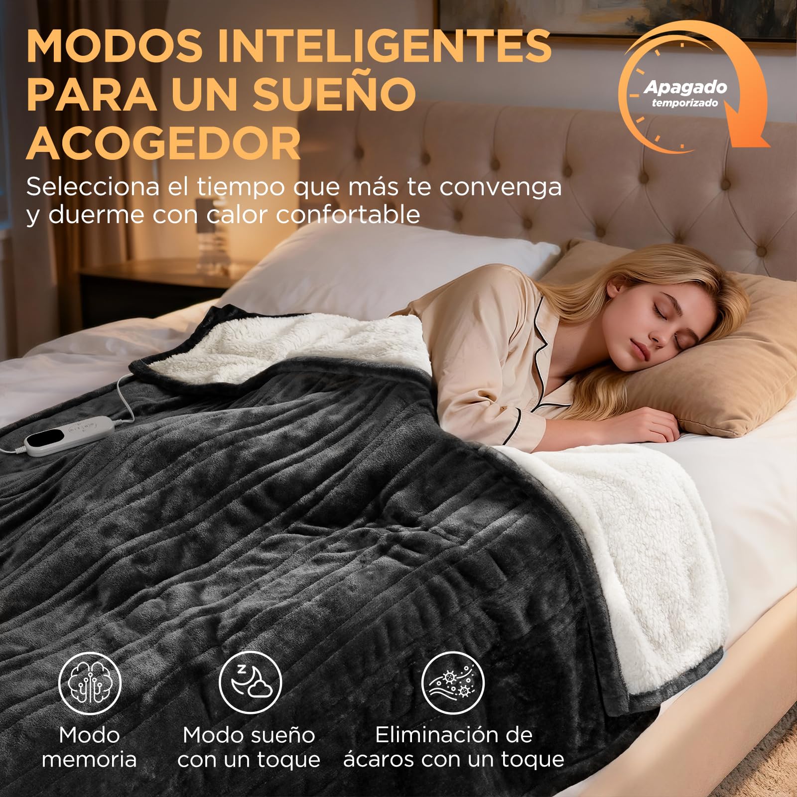 VIWAVE Manta Eléctrica 180x130cm,Esterilla Electrica with 6 Ajustes de Calor & Apagado Automático Programado,Manta Térmica Franela y Sherpa,Lavable, para Sofá Cama Oficina