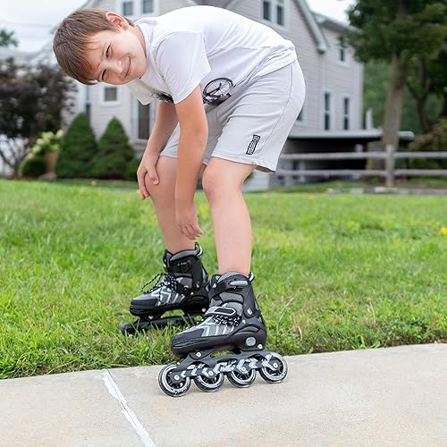 Miniatura 10 de MammyGol Patines en línea para adultos, hombres y mujeres, cuchillas de rodillo ajustables agresivas duraderas con ruedas gigantes, patines de alto
