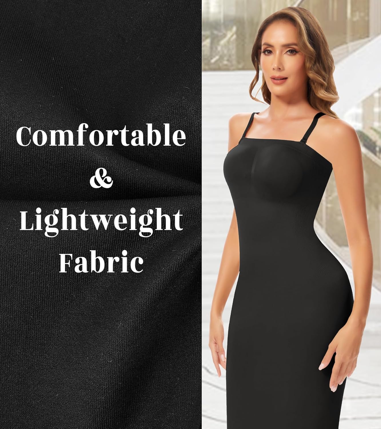 Slip Dress for Women Strapless Slip for Under Dresses Tummy Control Full Slip Body Shaper - Image 5