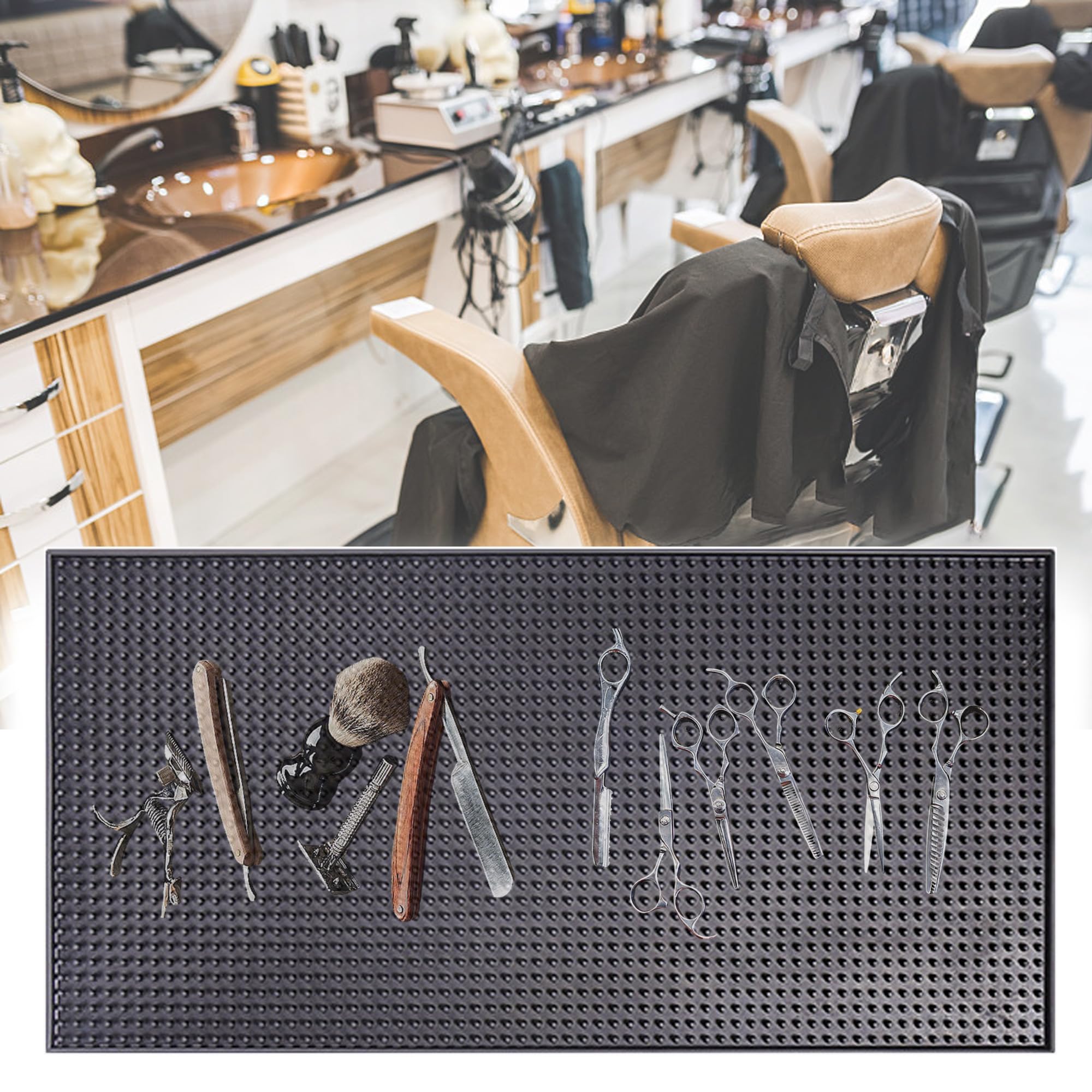 Friseur Matte, Barber Station Matte, 30×60cm Anti Rutsch Barber Organizer Mat, Anti-Rutsch Hitzebeständig Bis Faltbare Silikon, Tool Pad Für Den Salon Shop