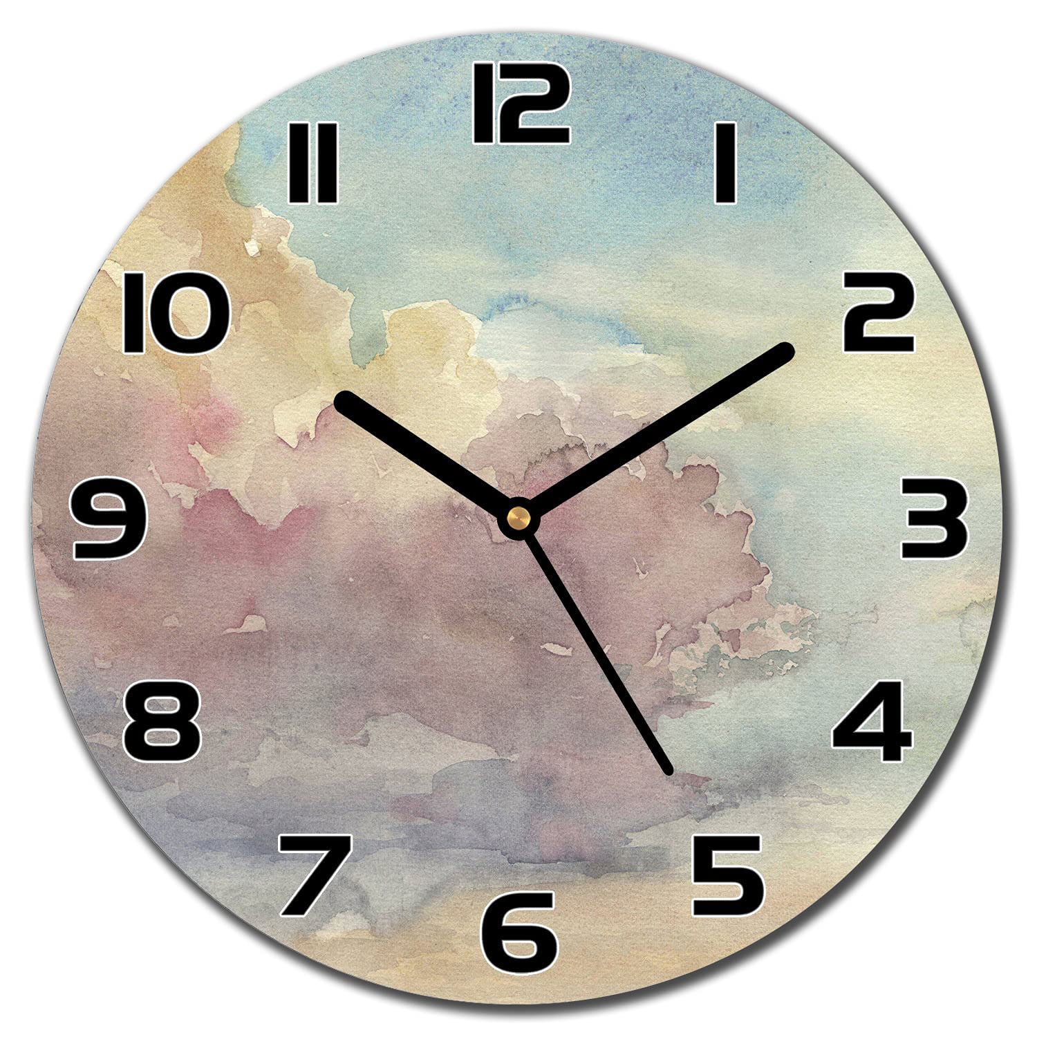 Horloge en verre 30 cm coucher de soleil coloré pour salon moderne