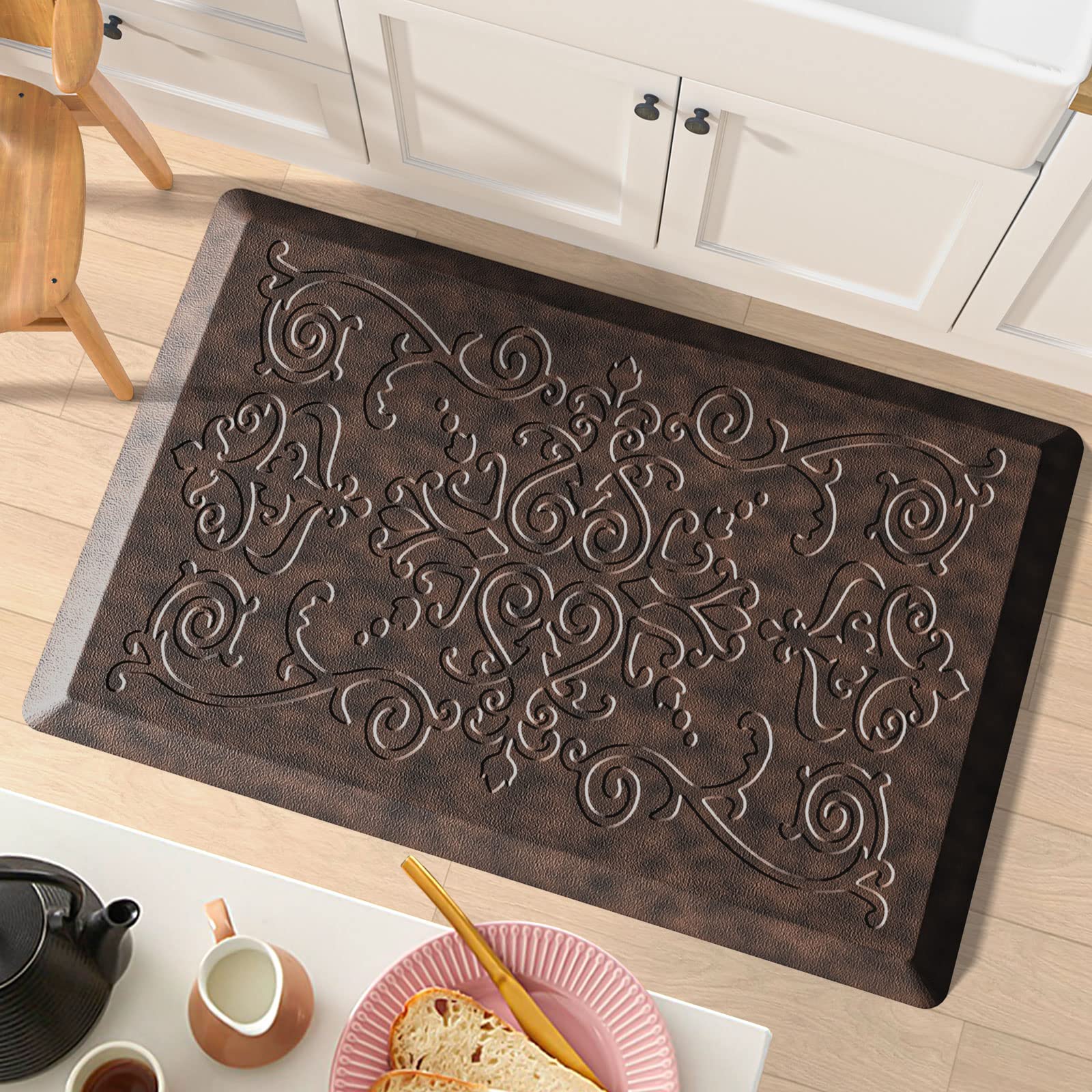 Kitchen Mat Cushioned Anti-Fatigue Kitchen Floor Mats, 30x20 Inch, Non-Slip Waterproof Kitchen Rug for House Office Standing Desk,Dark Brown