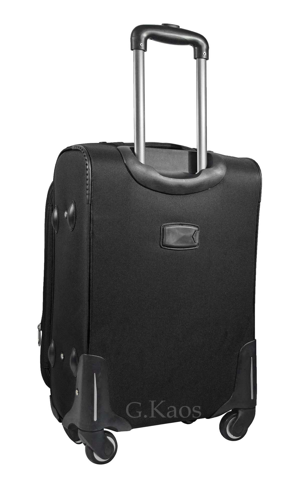 Trolley valigia set valigie semirigide set bagagli in tessuto super leggeri 4 ruote piroettanti trolley piccolo adatto per cabina con compagnie lowcost art.214 (Nero)