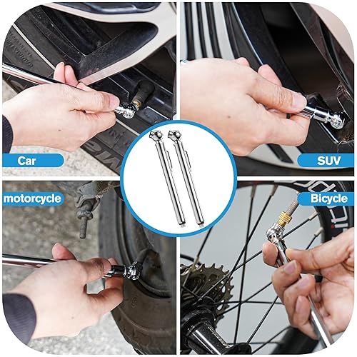 Miniatura 5 de Medidor de presión de neumáticos de lápiz, paquete de 2, manómetro de presión de aire de 10-75PSI con tapas de neumáticos, cuerpo de acero