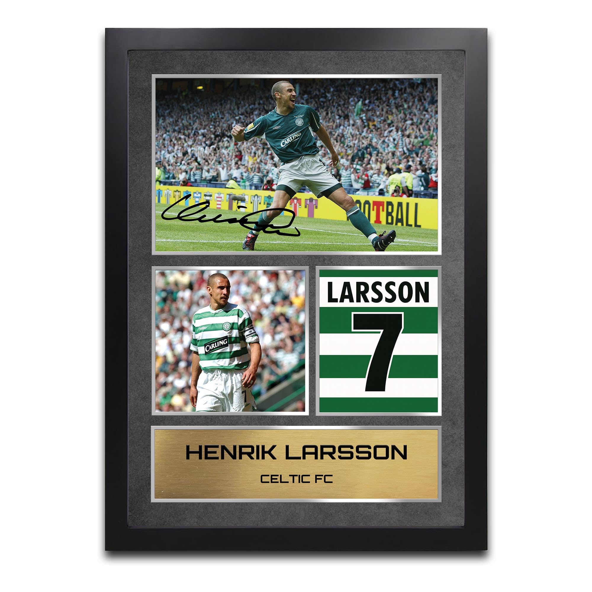 Henrik Larsson Celtic Football Printed Autograph Memorabilia Framed A4 Framed