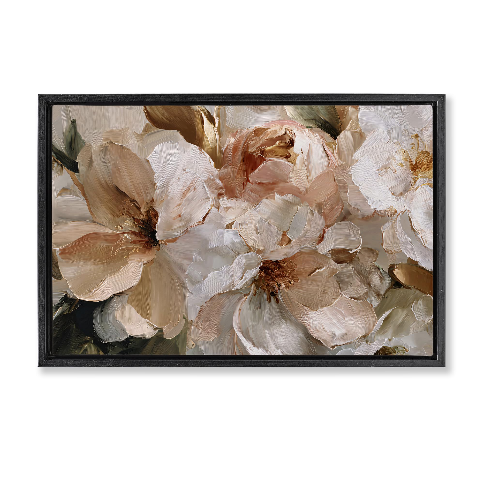 Stupell Industries Jet Black (Matte) Pink Brushstroke Petals Floral, 16 X 24 Inch Canvas In Floater Frame