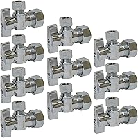 PROCURU 10-Pack Heavy Duty Angle Stop Valves - 1/2" Compression x 3/8" OD, 1/4-Turn Brass Shut-Off for Faucets & Toilets (PCAS12-10P)