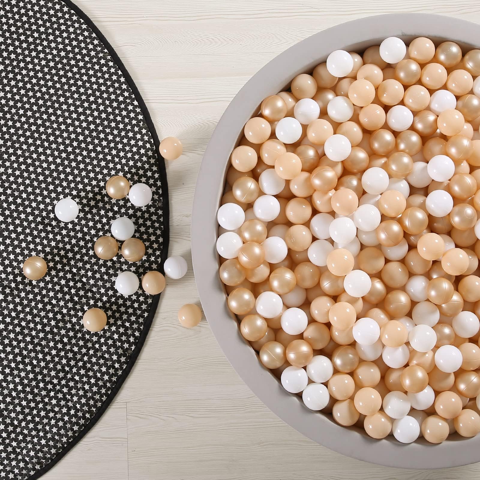 GOGOSO Ball Pit Balls for Toddlers, Brown Plastics Balls for Ball Pool Birhtday Party Girls Kids with Storage Bag, 2.17inches，100pcs