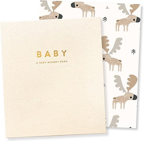Peachly Libro de recuerdos unisex para bebé, recuerdo minimalista para el primer año para los hitos, libro de bebé moderno y estético Scandi -