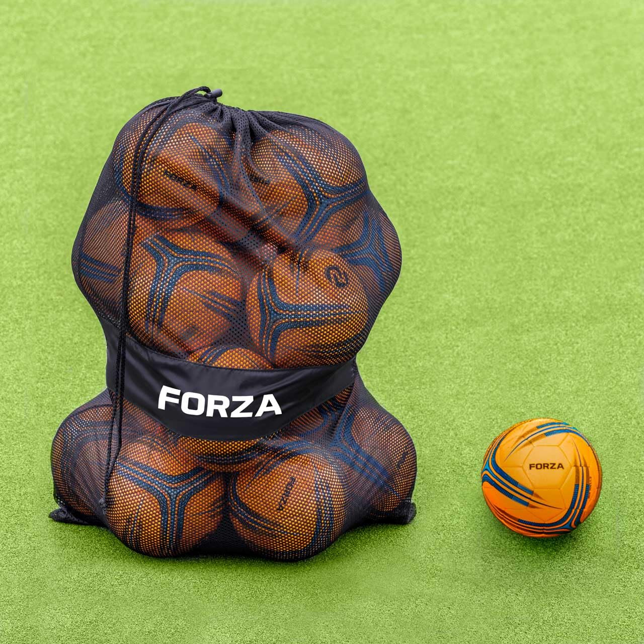 FORZA Footballs with Mesh Storage Carry Bag & Multiple Pack Sizes - Variety of Ball Types for Football Matches, Competitions & Training (Training (Orange), Size 2 (Pack of 18))