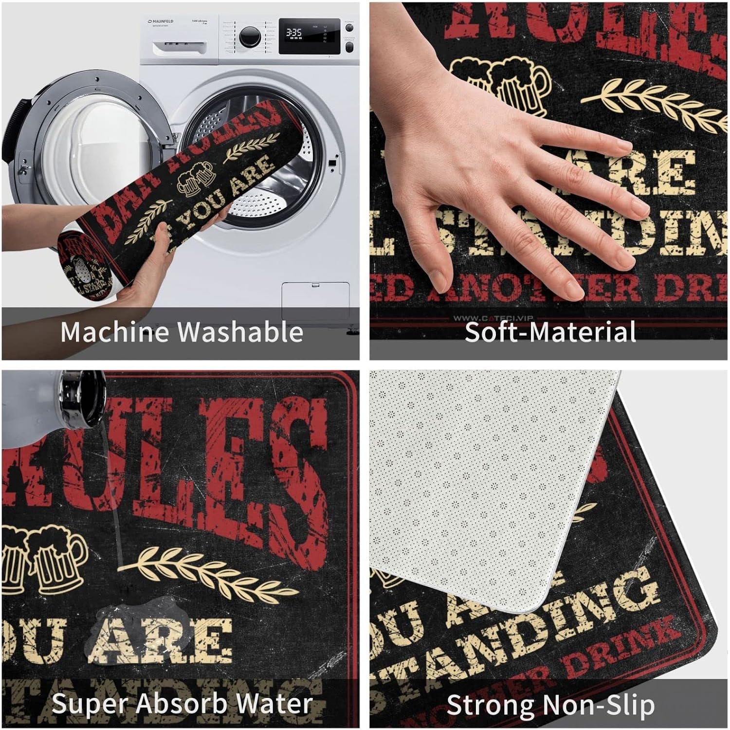 Welcome Mat for Front Door Outside Bar Rules Rug Funny Entry Doormat Door Mat Indoor Entrance