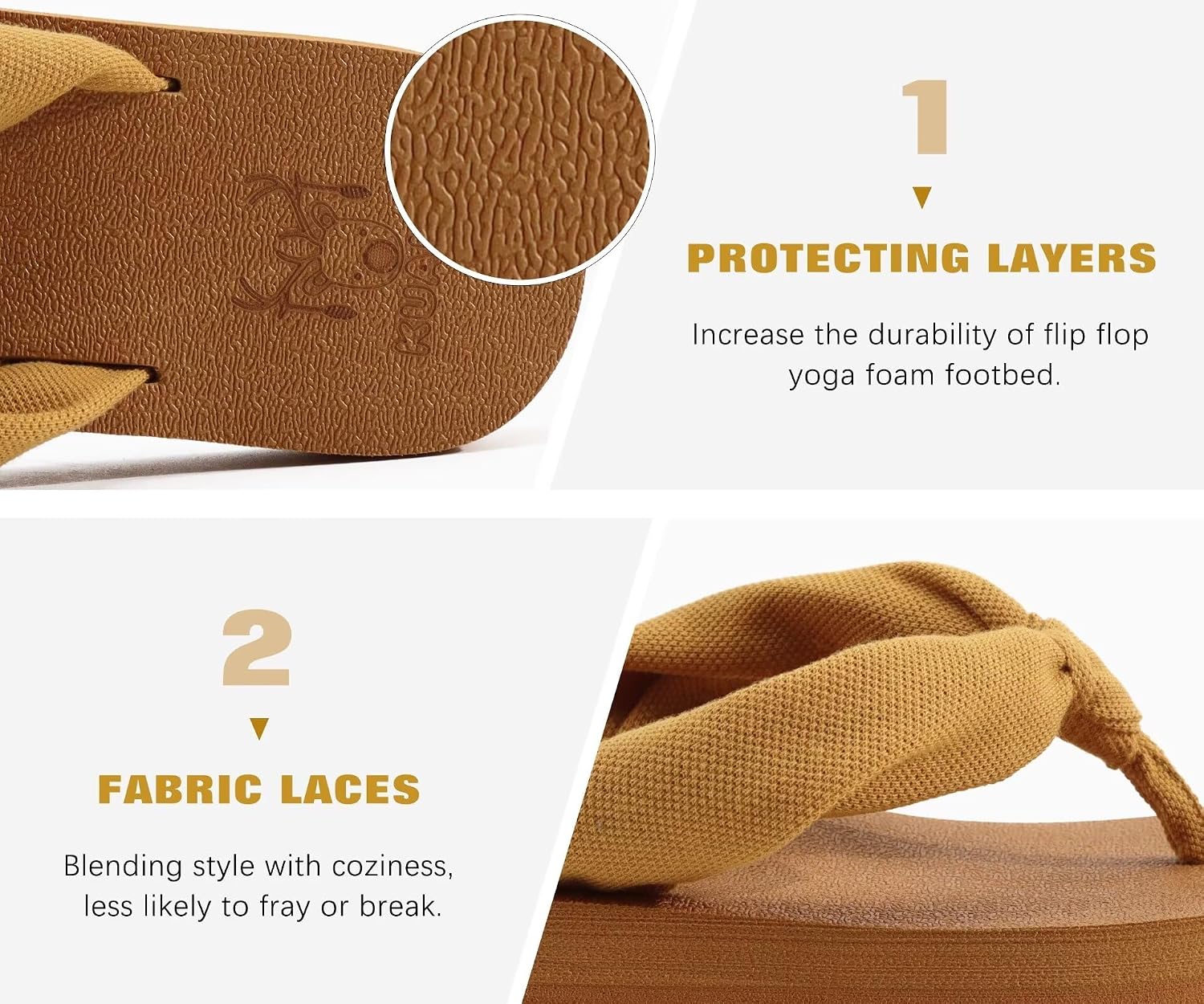 KuaiLu Flip Flops for Women with Arch Support Yoga Mat Comfortable Summer Beach Walking Thong Cushion Sandals Slip On Indoor Outdoor thumbnail