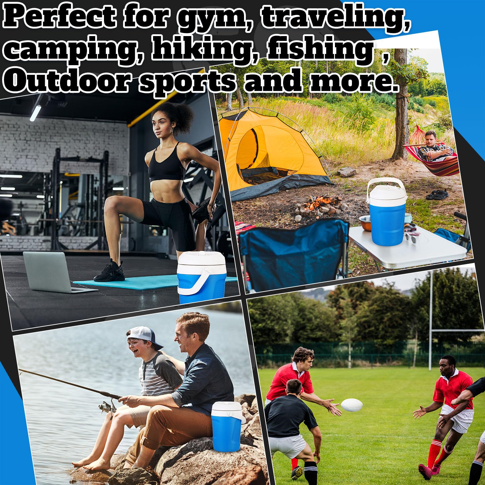 Teenyyou Jarra de agua de 1 galón con asa, botella de agua portátil para béisbol, fútbol, gimnasio, fútbol, camping, playa, deportes, portón trasero, picnic