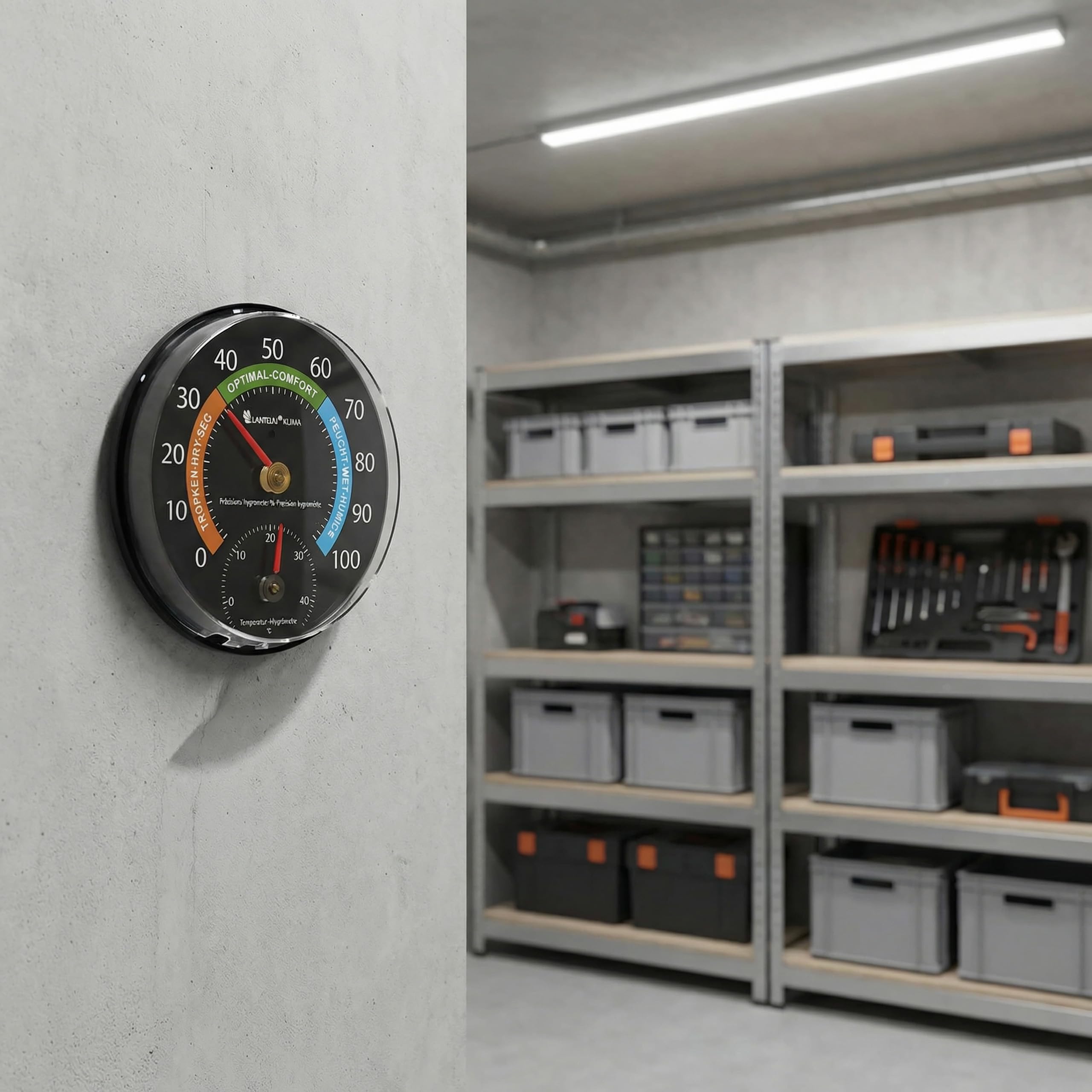 Lantelme 4 Stück Kombi Hygrometer und Thermometer Set | Analog für Innenräume | Luftfeuchtigkeits- und Temperaturmesser für Zimmer Landwirtschaft Gewächshaus | Unterstützt ein gesundes Raumklima