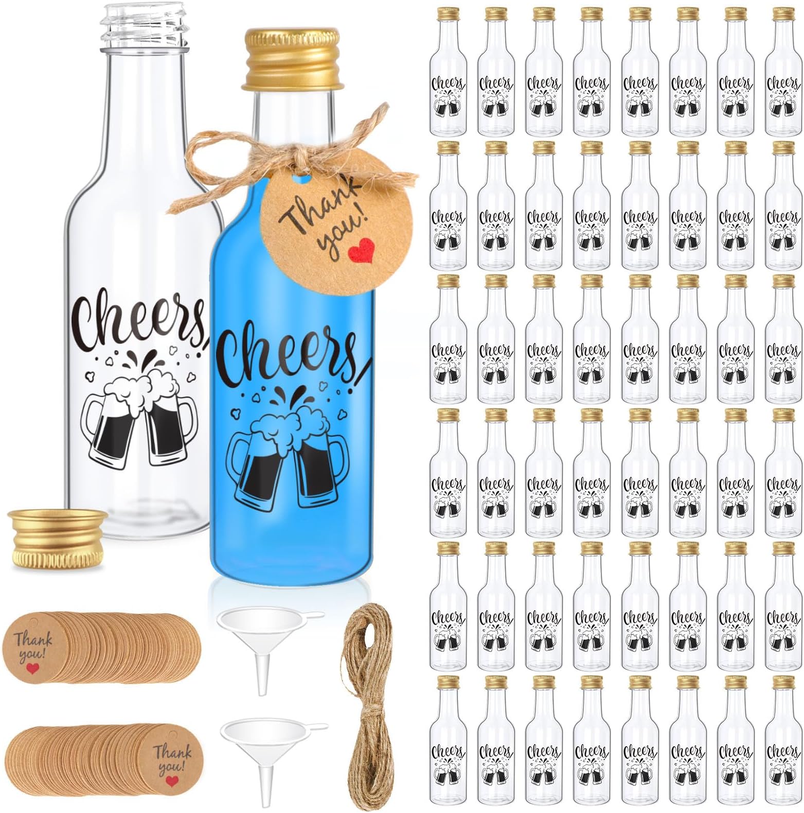 SOLSTM Mini Alcohol Bottles 24pcs Sturdy 50ml Plastic Bottles with