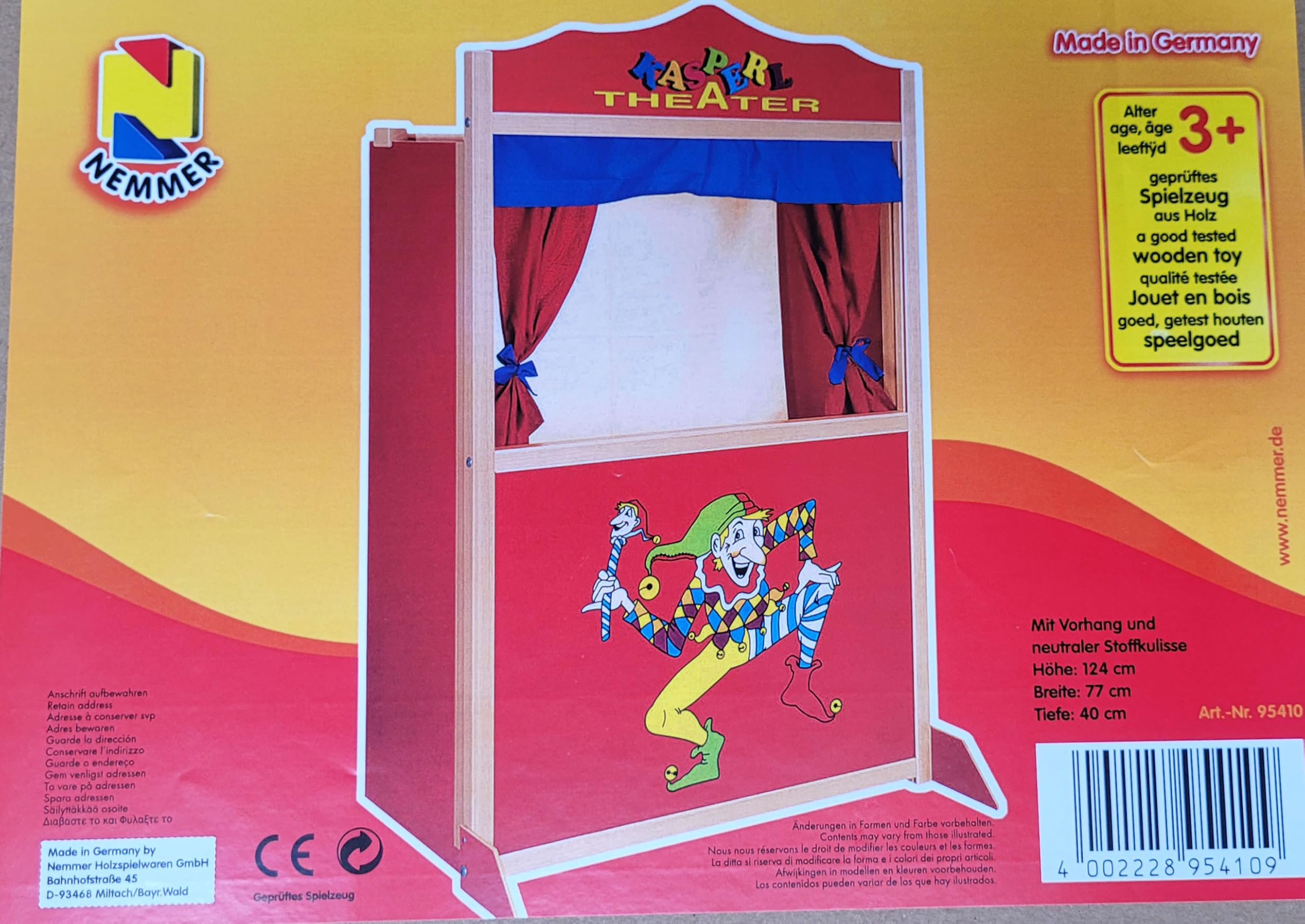 ToyToyToy Handpuppentheater großes Puppentheater Kasperltheater 120 cm aus Holz