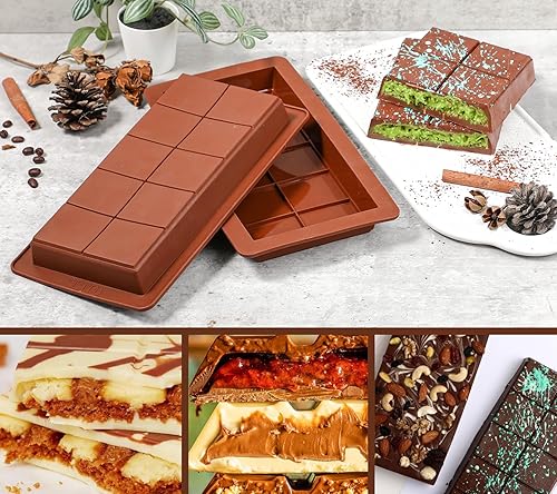Miniatura 4 de Webake The Original - Moldes de barra de chocolate profundo, 2 unidades, moldes de barra de chocolate de silicona grandes y gruesos de 1 pulgada de