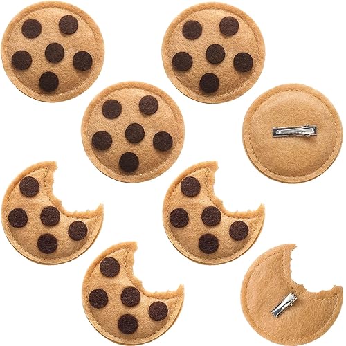 8 Pcs Chocolate Chip Felt Cookies Decor Brooches Chest Clip