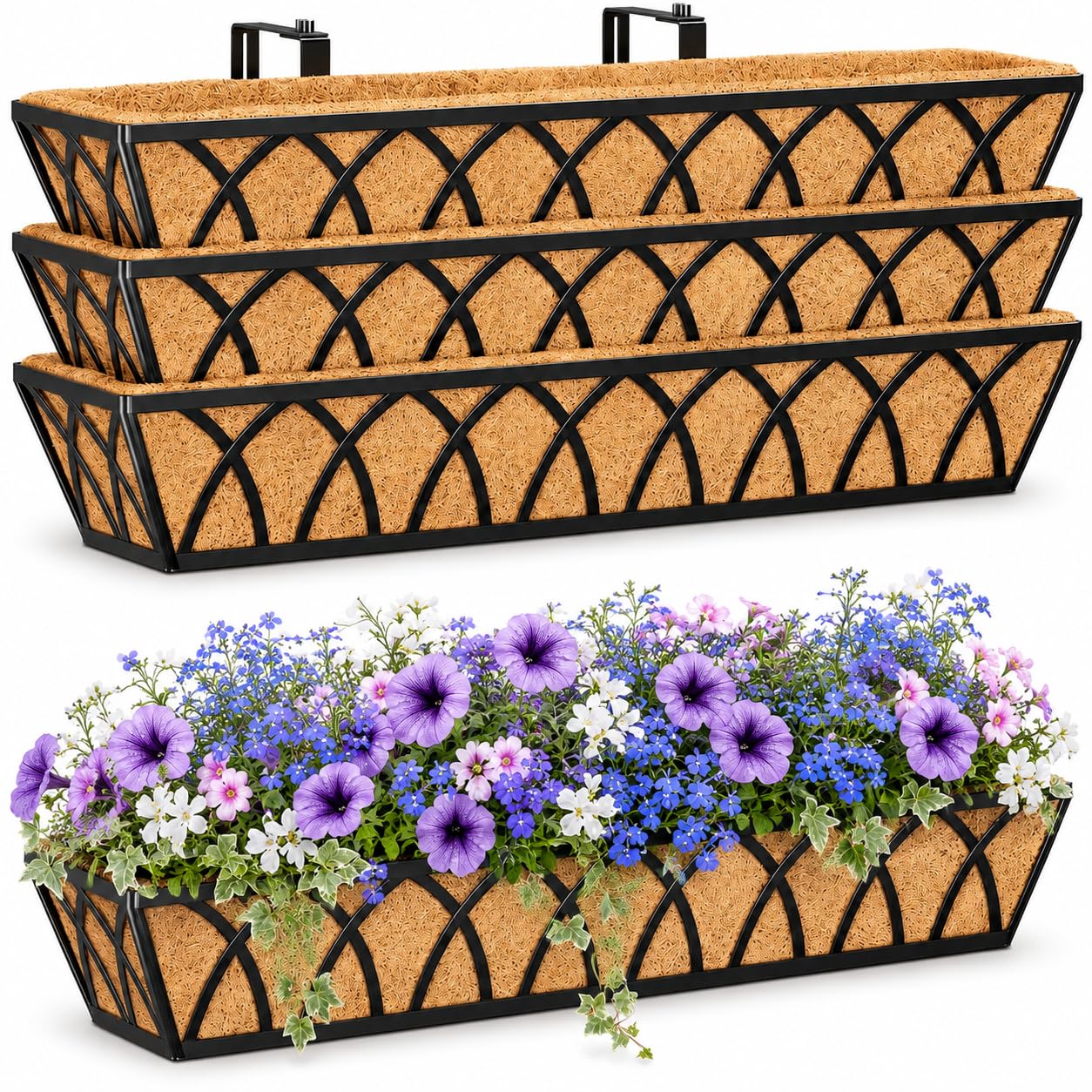 Y&M 4 Pcs 30'' Deck Railing Planters