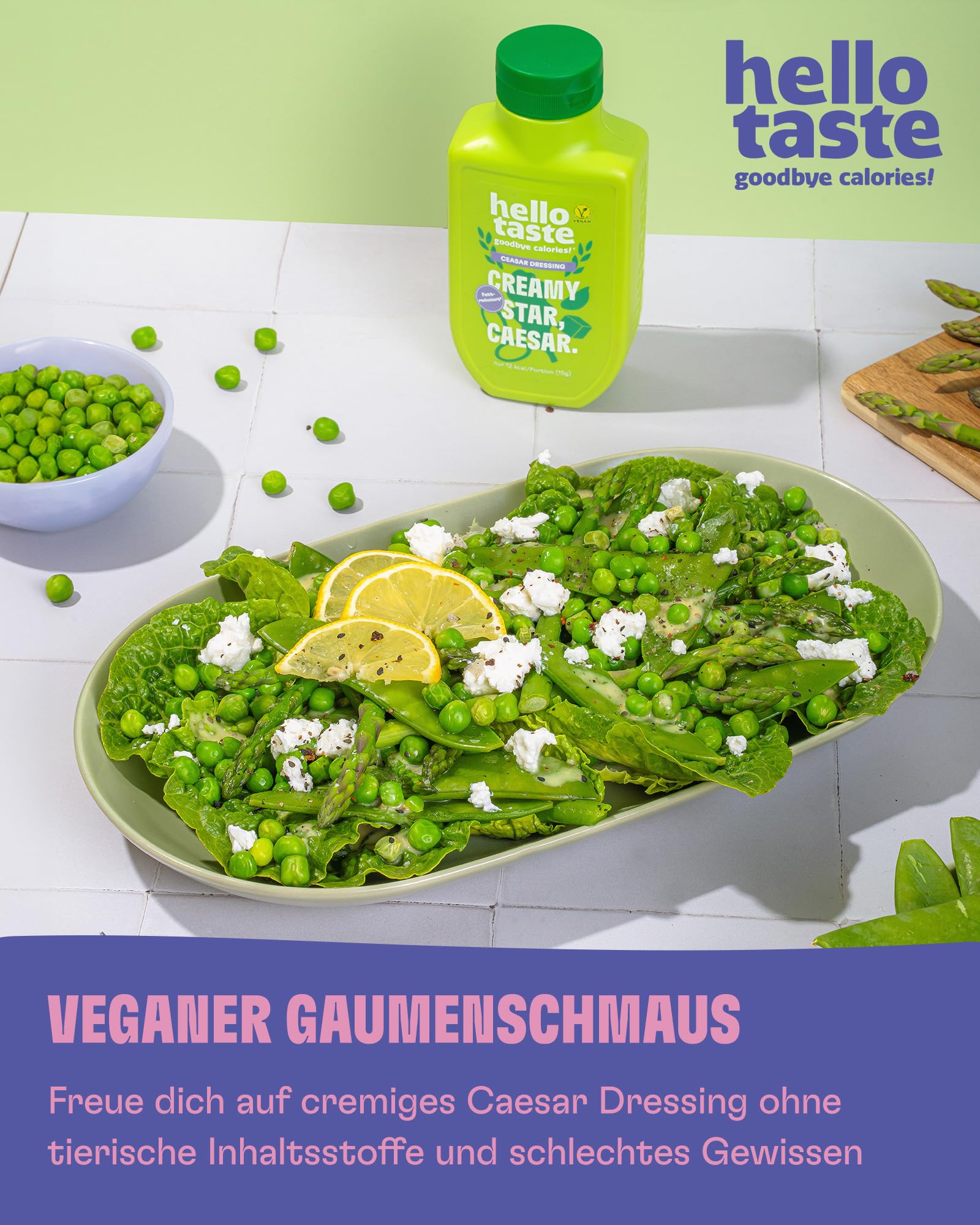 hellotaste Caesar Dressing 300ml Vorratspaket - kalorienreduziert, ohne Zuckerzusatz & voller Geschmack | Für Gerichte, zum Grillen uvm. | Vegan, aspartamfrei, laktosefrei| 7 x 300ml