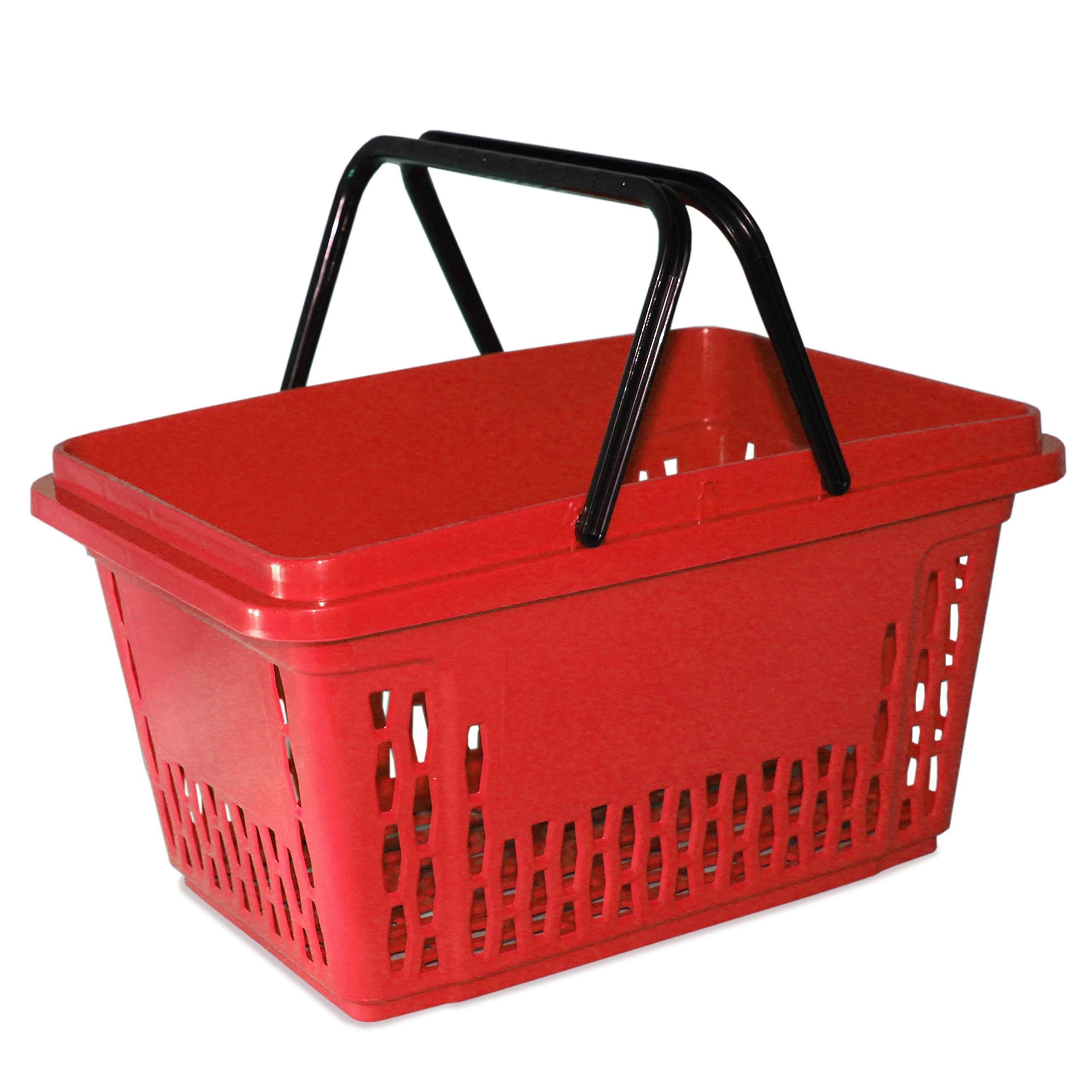 Cestas de la compra de plástico con 2 perchas 40 litros polipropileno de colores selección de colores (10, rojo)