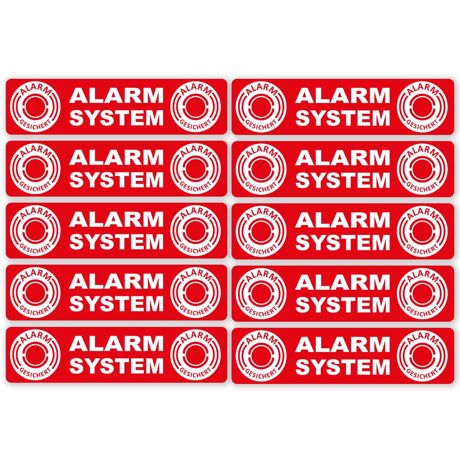 hin_453 10 x Interior Window Stickers 12 x 3 cm Red 12 x 3 cm Pack of 10