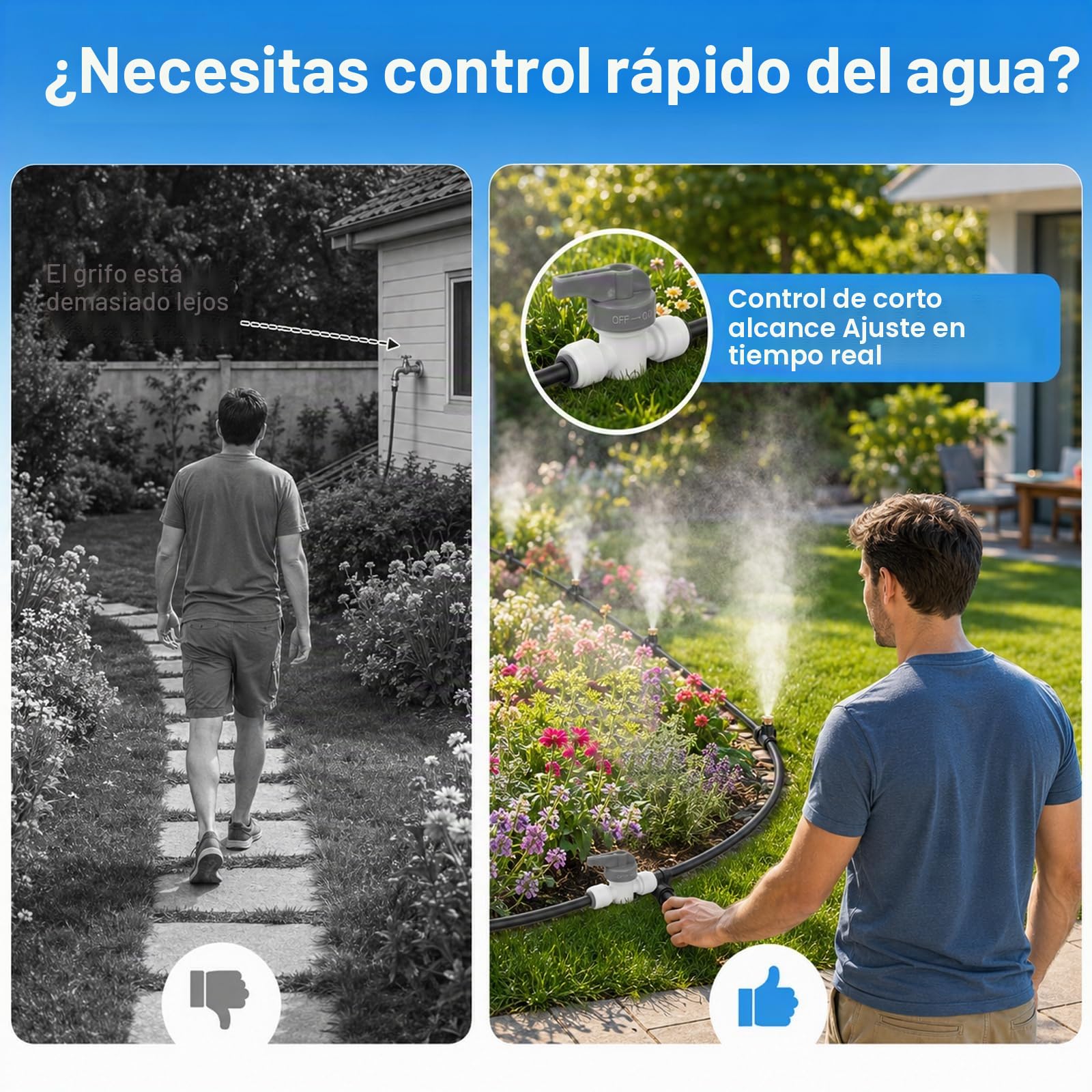 Sistema de pulverización para jardín, 18 m, para terraza, con 25 boquillas y corbatas, sistema de refrigeración de niebla, sistema de nebulización de agua para jardín, terraza, césped, balcón