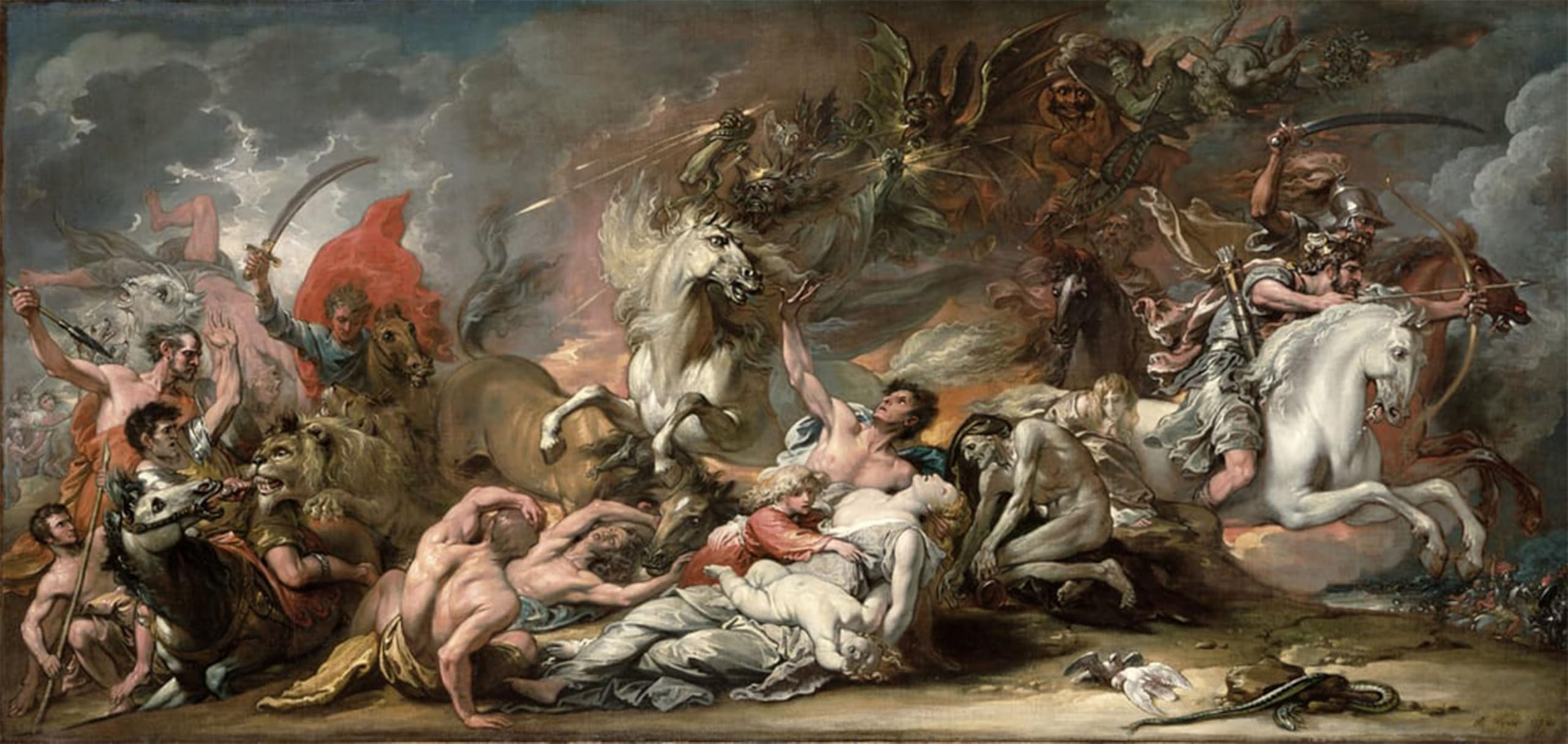 SERENDIPITP Vintage Picture Print on Canvas Wall Art Poster Death on the Pale Horse by Benjamin West Artwork Print Poster for Wall Decor 60x90cm
