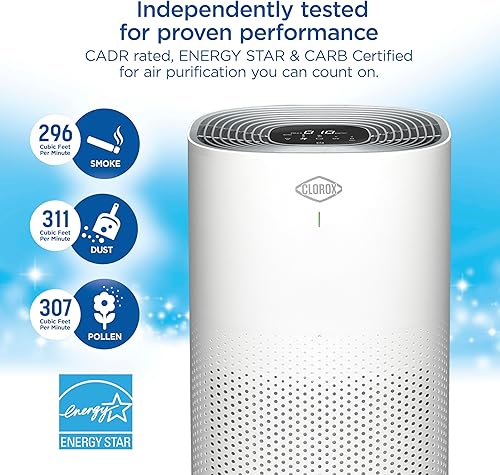 Miniatura 7 de Clorox - Purificadores de aire HEPA para el hogar, filtro HEPA verdadero, habitaciones XL de hasta 2200 pies cuadrados, elimina el 99.9% del moho,