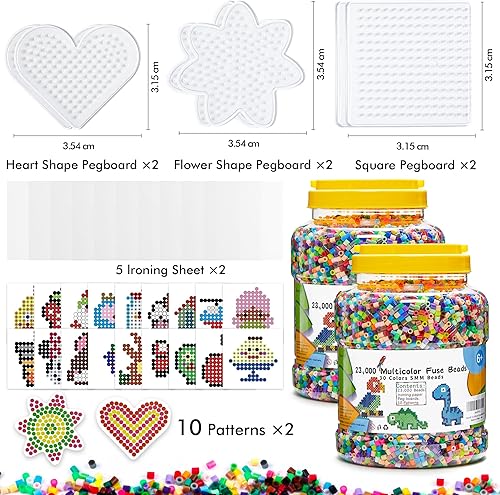 Miniatura 3 de INSCRAFT 2 cubos de cuentas de fusible, 46,000 piezas de cuentas de hierro de 5 mm para manualidades infantiles, 30 colores con 6 tableros de