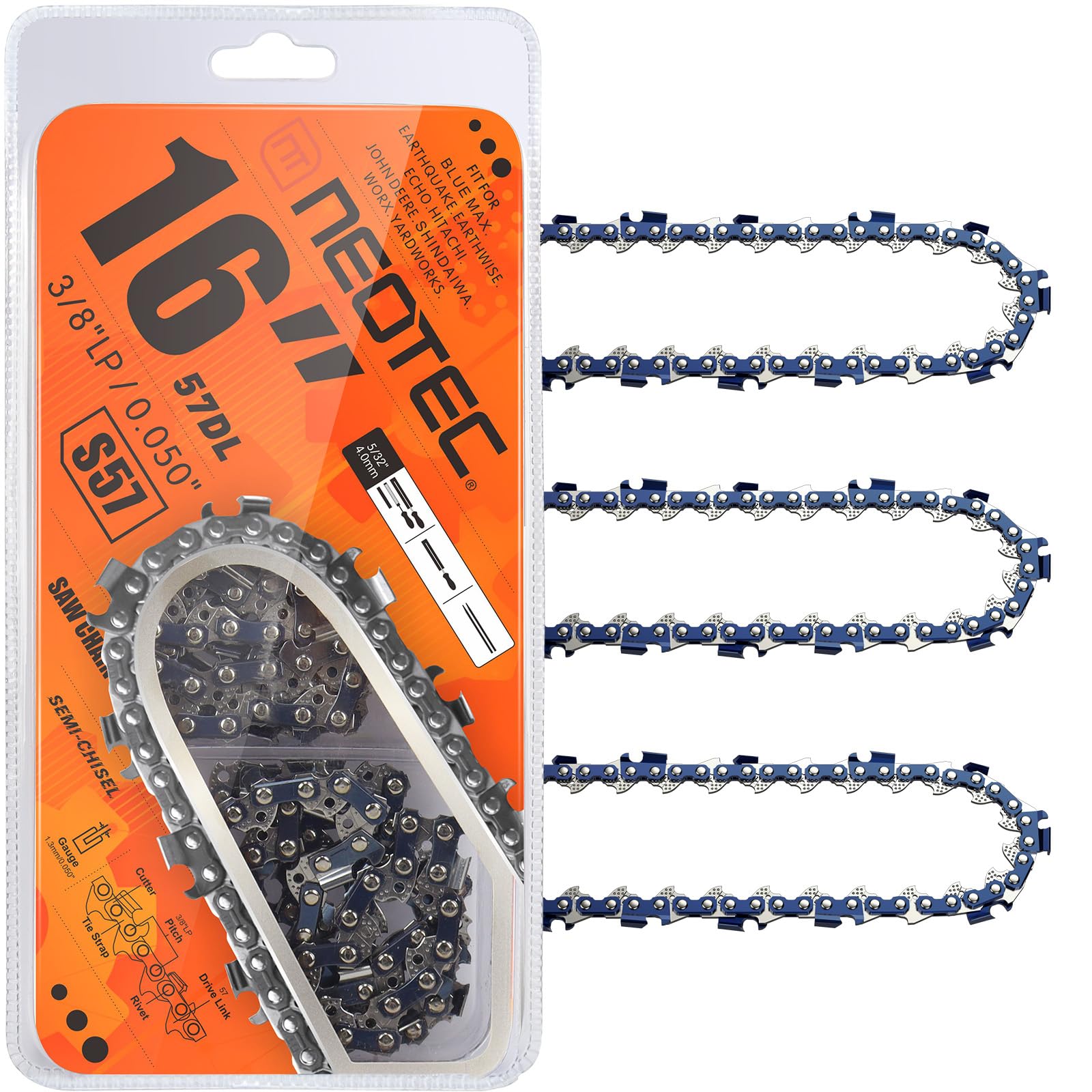 ECHO Chainsaws 16" Chainsaw Chain Blade ECHO CS-3510 FULL CHISEL 3/8LP ...