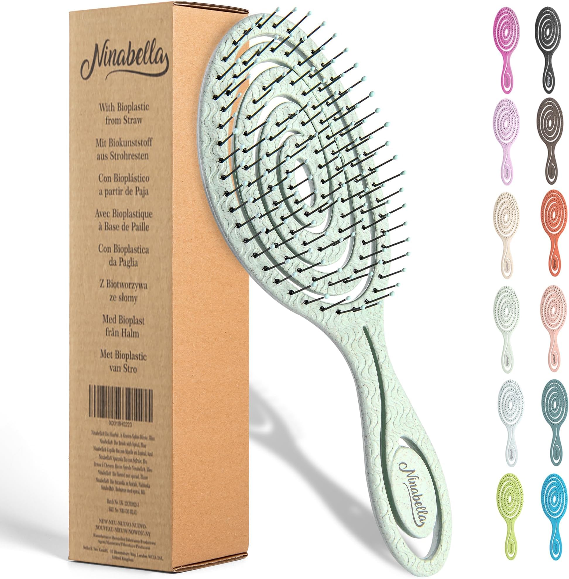 Detangling Hair Brush for Women & Men - Does not Pull, Removes Tangles, Brushes for Straight, Curly & Wet Hair - Detangle Brush - Unique Spiral Hairbrush, Mint Green