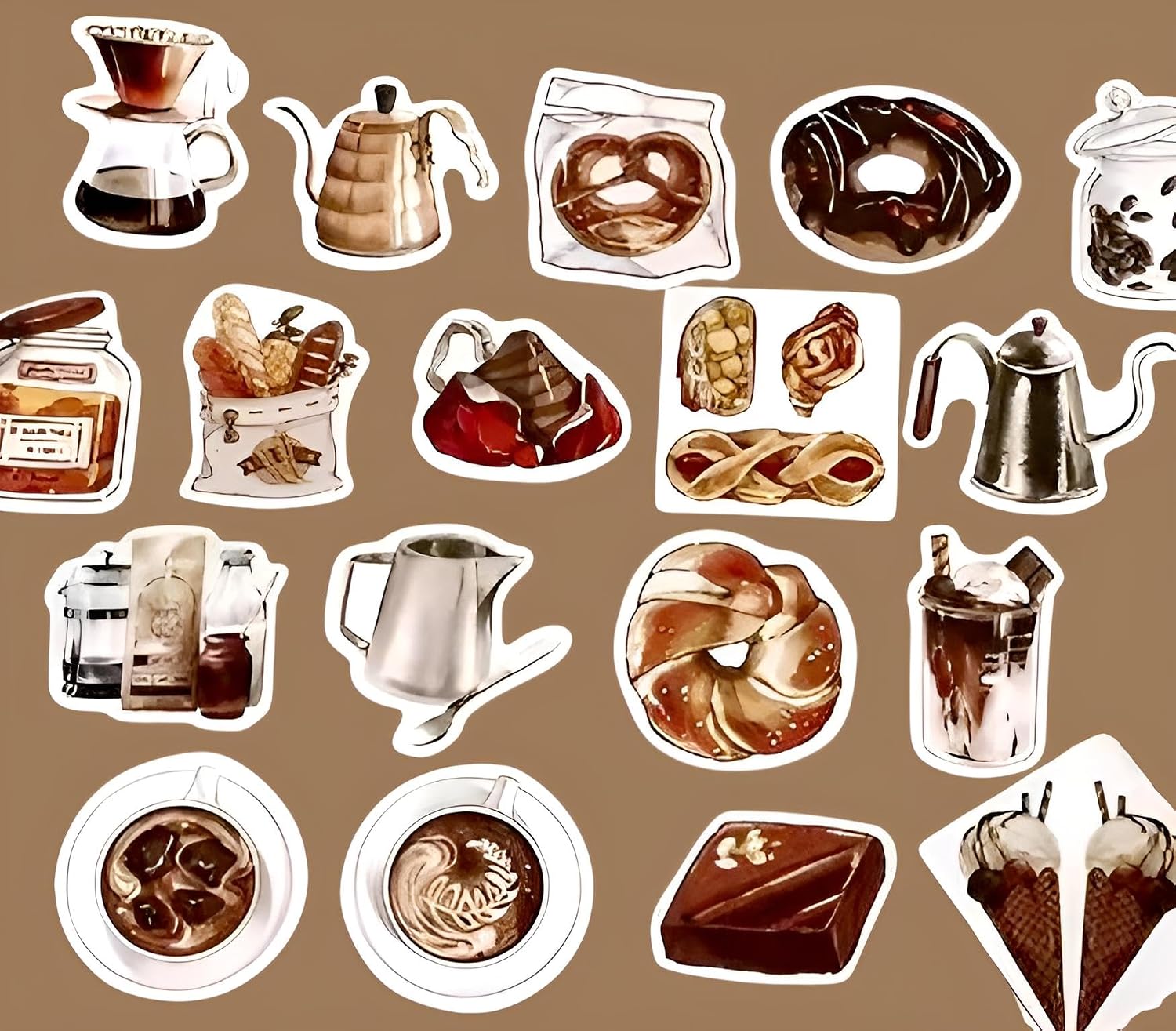 Small Size Dessert Stickers for Scrapbooking, 46pcs Boxed DIY Decoration for Laptop, Planners, Scrapbook, Suitcase, Diary, Notebooks, Album