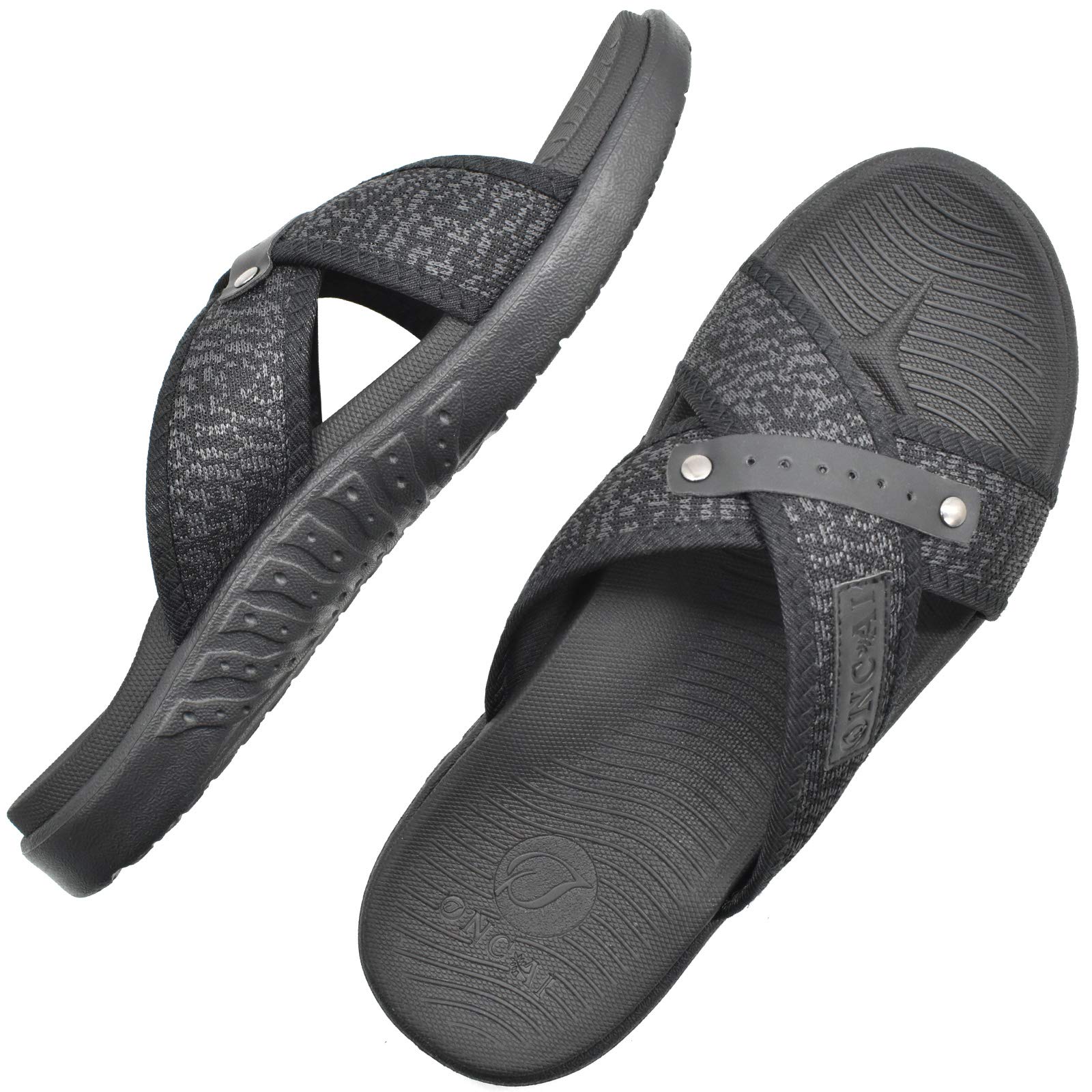ONCAI Uomo Sandali Criss Cross, Pantofole sportive di recupero con supporto all'arco e plantare ortopedico per la fascite plantare