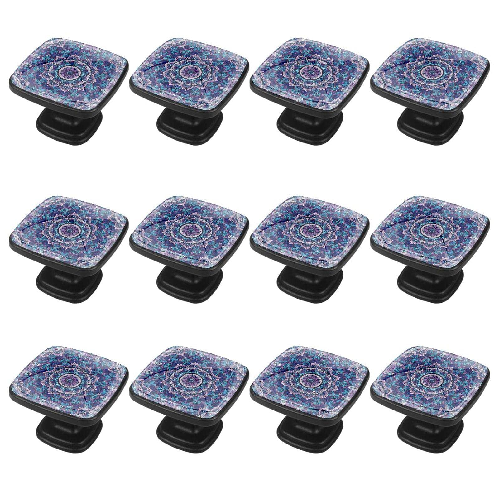 12 confezioni di pomelli con manico quadrato, vintage, mandala boho
