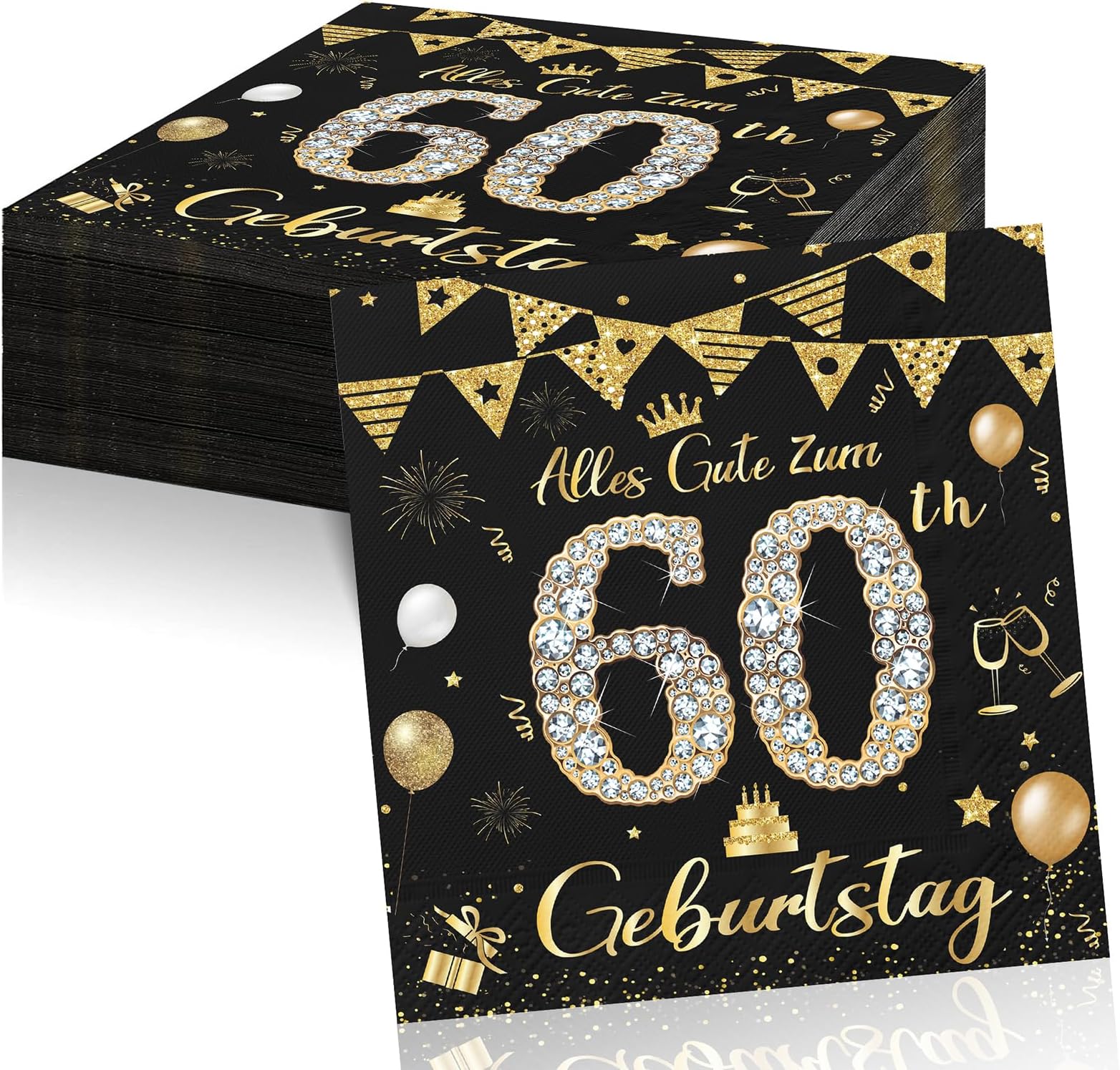 Udo Schmidt GmbH Luftschlangen 18" Schwarz/Gold Dekoration Geburtstag