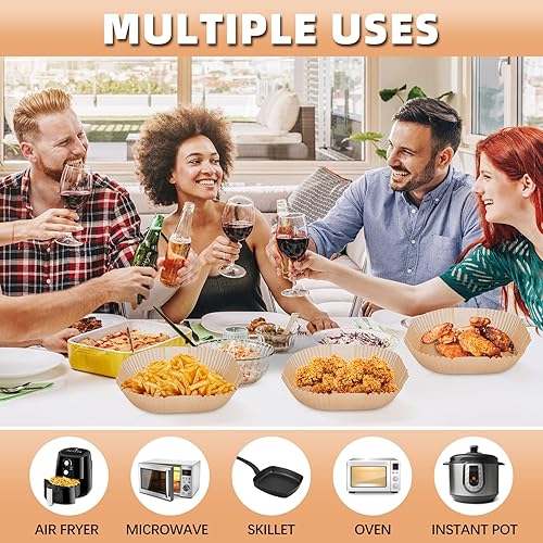 Miniatura 6 de Forros desechables para freidora de aire cuadrados de 7.9 pulgadas, 100 forros de papel pergamino para freidora de aire, forros de papel