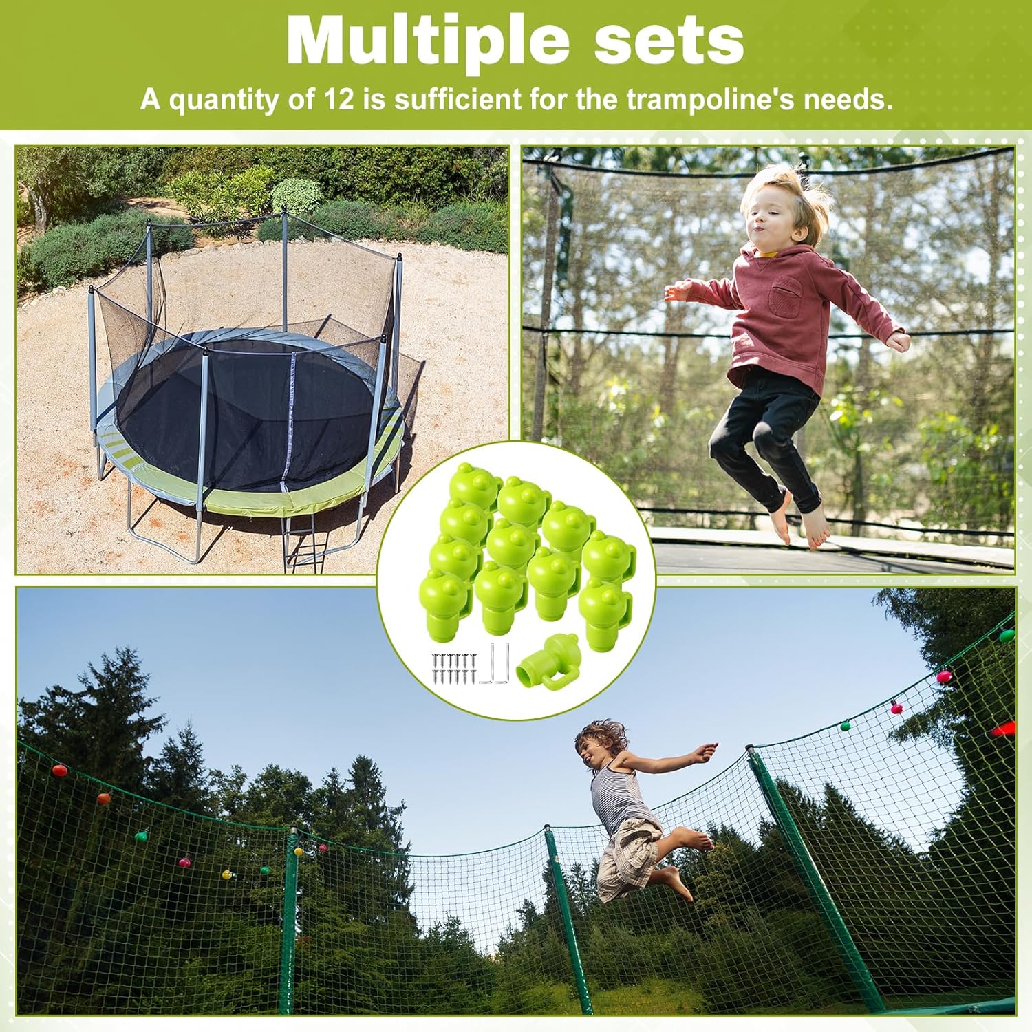 Geelin 12 Pcs Trampoline Pole Caps Replacement 1.26 Incn, Enclosure Trampoline Pole End Caps for Net Hook Safety Accessories