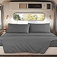 RV Short Queen Comforter Set for RV Camper - Comforter Set with Fitted & Flat Sheet, 4 Pillowcases - Tailored for RV Short Queen Beds - Cozy Essentials for Your RV Bedroom, Burgundy