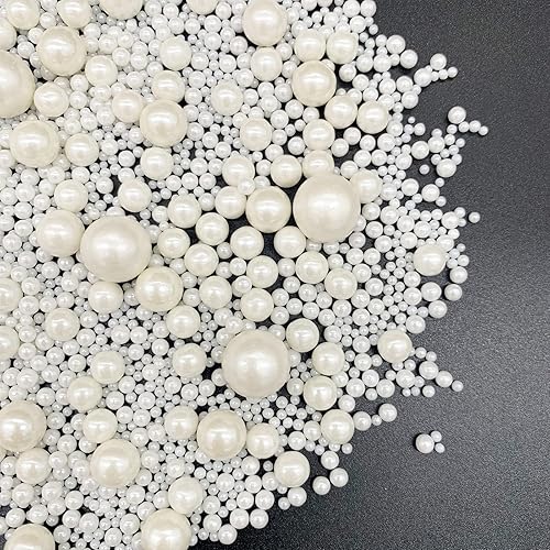 Weraru Azúcar de perlas blancas comestibles, tamaño de mezcla de caramelos, decoración de pasteles, decoración de cupcakes, galletas, celebraciones,