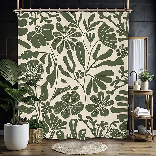 Miniatura 22 de Miyotaa Juego de cortina de ducha retro a cuadros de 60 pulgadas de ancho x 71 pulgadas de alto, 70, colorido, estético, moderno, pastel, Y2K,