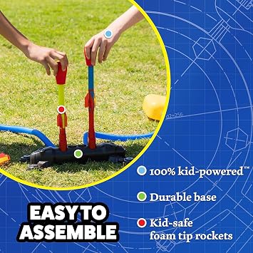 Stomp Rocket Original Dueling Rocket Launcher for Kids, 4 Rockets | Fun Outdoor Toys for Boys & Girls, Ages 5 & Up - Soft Foam Tipped Blaster Set with Mutiplayer Launch Stand Soars Up to 200ft