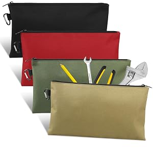 4 Pack Tool Bag Premium Tool Pouch Zipper Bag 12 Tool Pouch with Zipper Multipurpose Storage Pouch with