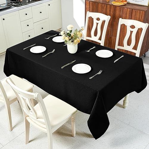 Miniatura 9 de IVAPUPU Mantel redondo de 60 pulgadas, de lino y algodón, impermeable, sin arrugas, para cocina, comedor, mesa, mesa, mesa, casa de campo,