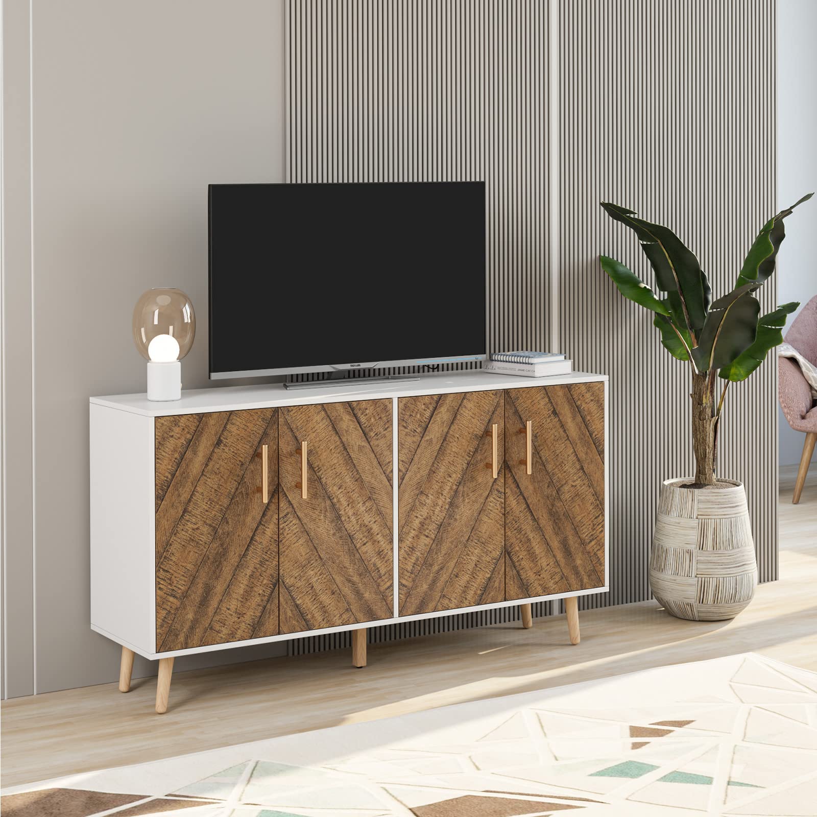 Buy Buffet Sideboard Modern 4 Doors Kitchen Buffet Storage
