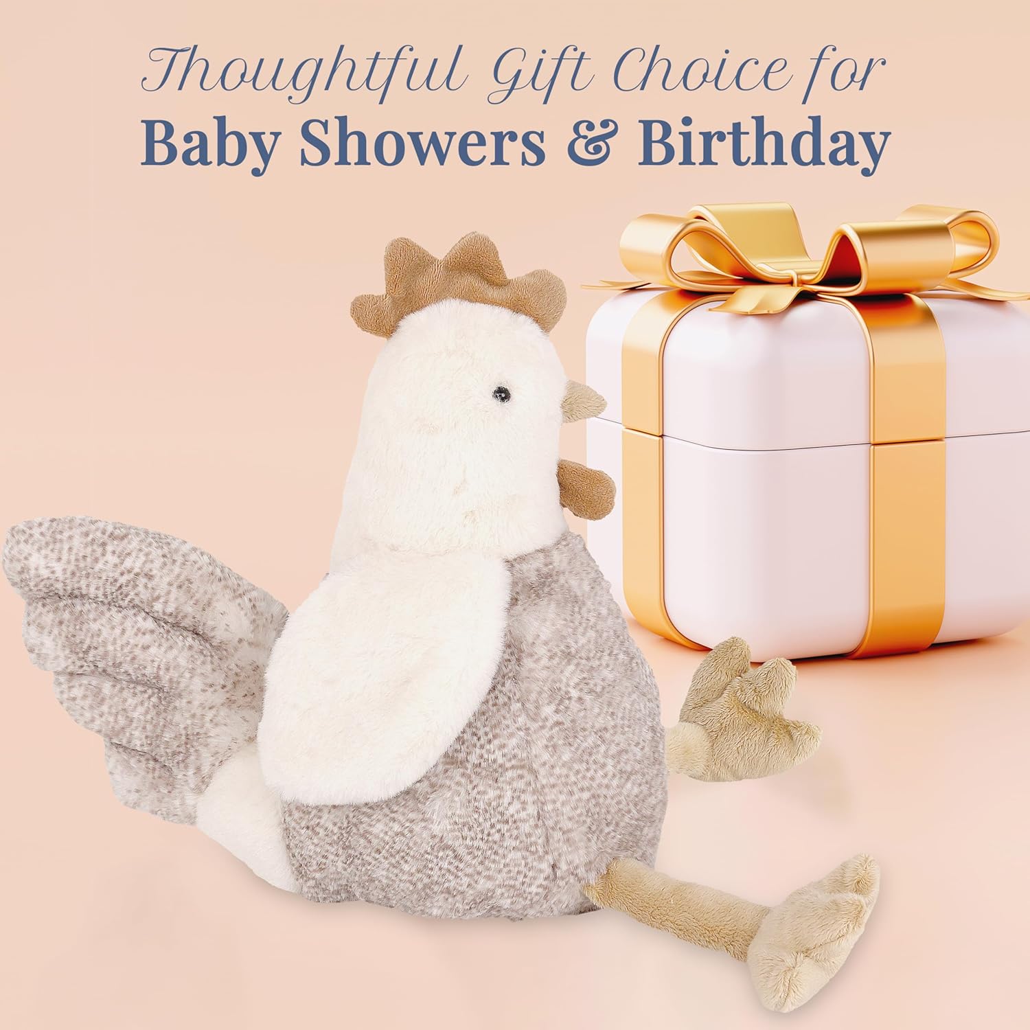 MON AMI Hester The French Hen Stuffed Animal | 15-Inch Chicken Plush Stuffed Toy | Cute Farm Animal Ideal for Nursery Room Décor | Great for Kids of All Ages - Image 6