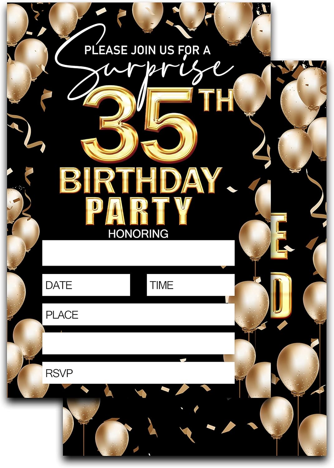 35th Birthday Invitation Black And Gold Birthday Invite Birthday Invite Ideas