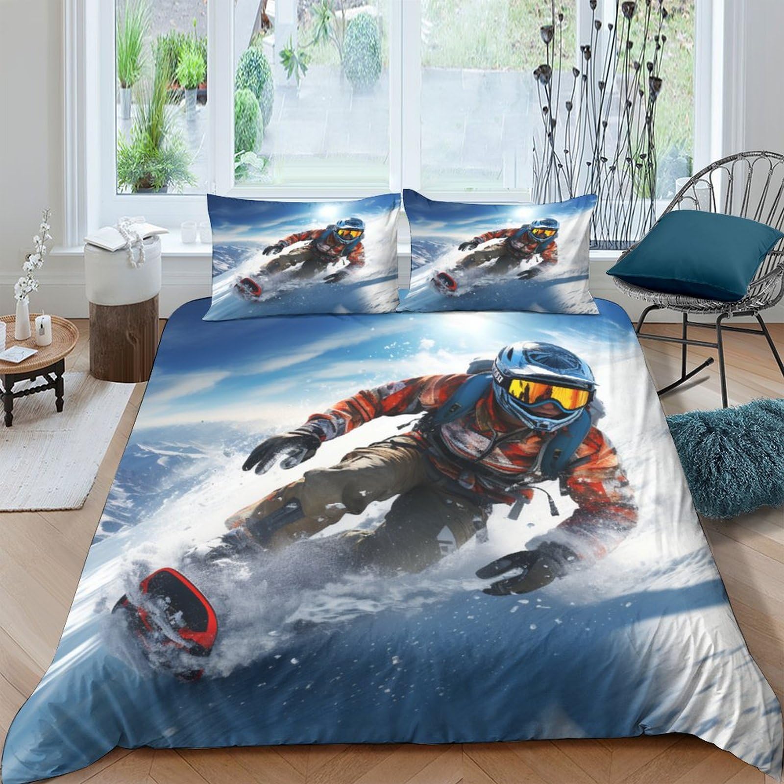 Housse de couette ski imprimée 3D pour transformer votre chambre en chalet de montagne